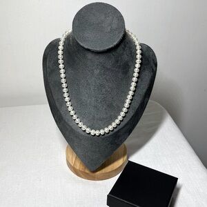 White Classic Pearl Necklace. Timeless Elegance. Sterling lobster clasp
